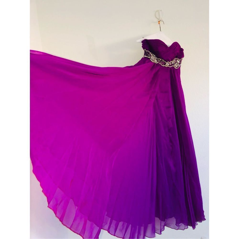 Glam Gurlz Purple Ball Gown Prom Strapless Dress Multi Layers Size 2 View 5